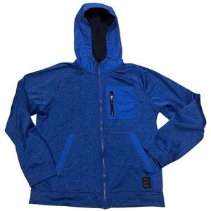 Youth Athletic Works XXL Boys Active Tech Fleece Full-Zip Blue Jacket Coat Hood